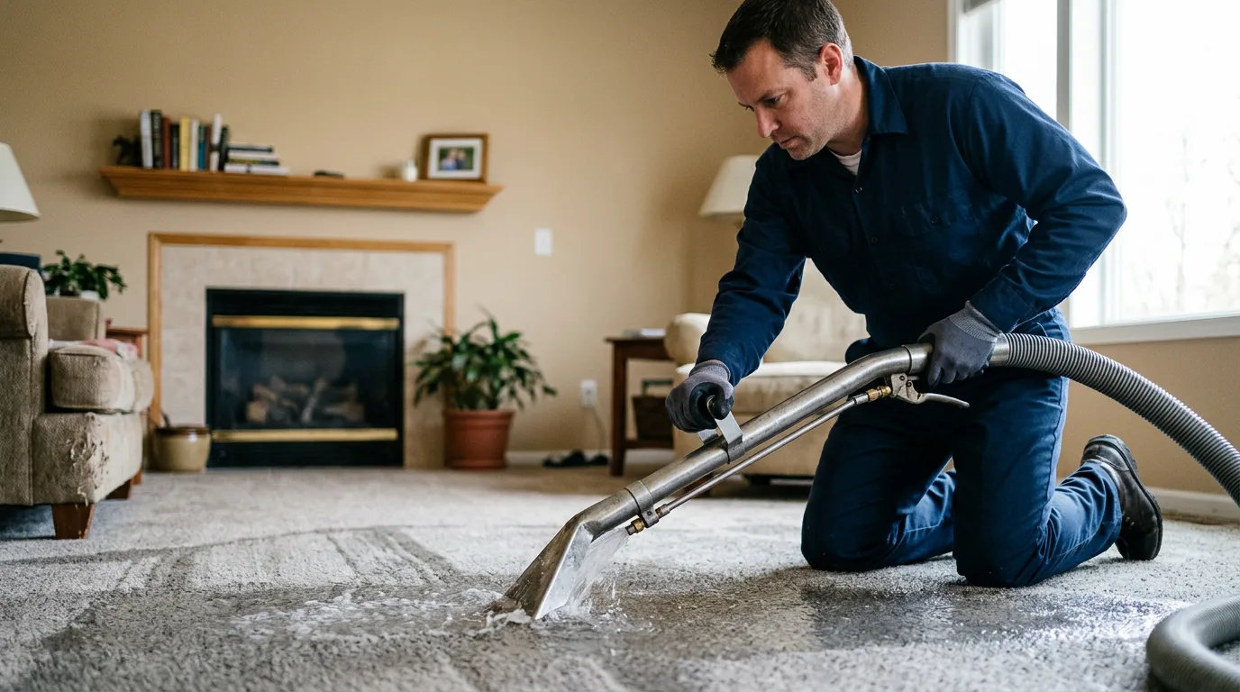 Water damage restoration technician working near Sweet Springs, MO